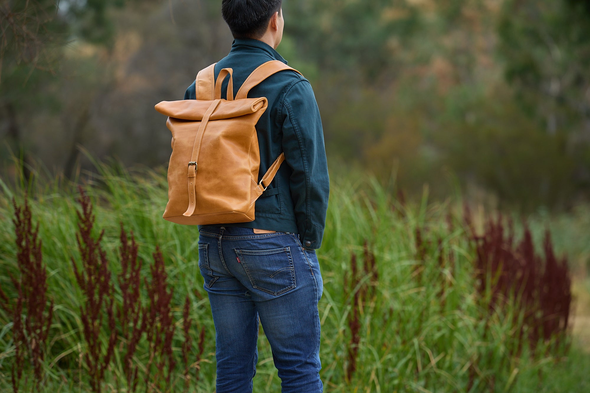 Ngaio leather co leather rolltop backpack bag