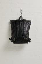 Anh Rolltop Leather Backpack - Sang Black
