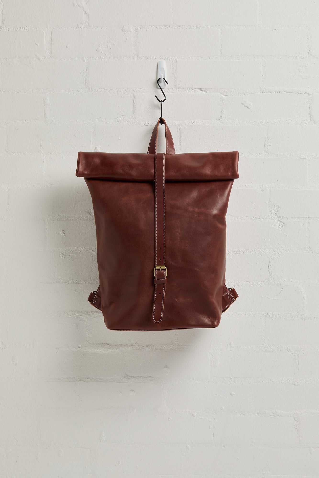 Anh Leather Rolltop Backpack - Kuriro Maroon-Brown