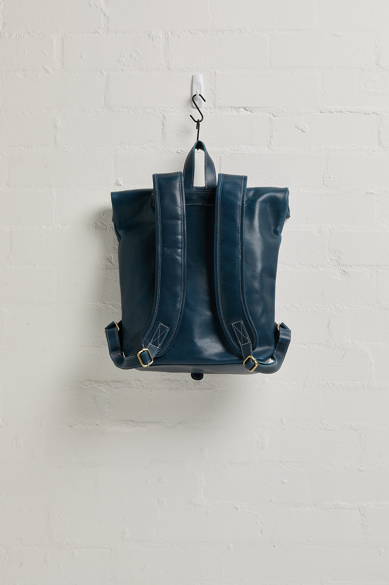Mainichi Leather Rolltop Backpack - Kahurangi Blue