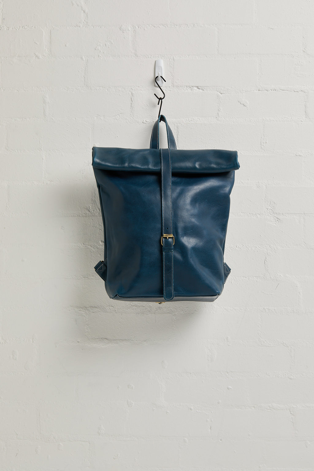 Mainichi Leather Rolltop Backpack - Kahurangi Blue