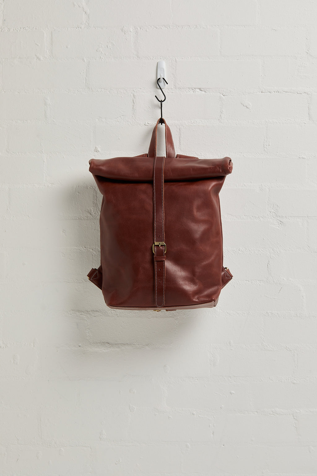 Mainichi Leather Rolltop Backpack - Kuriro Maroon-Brown