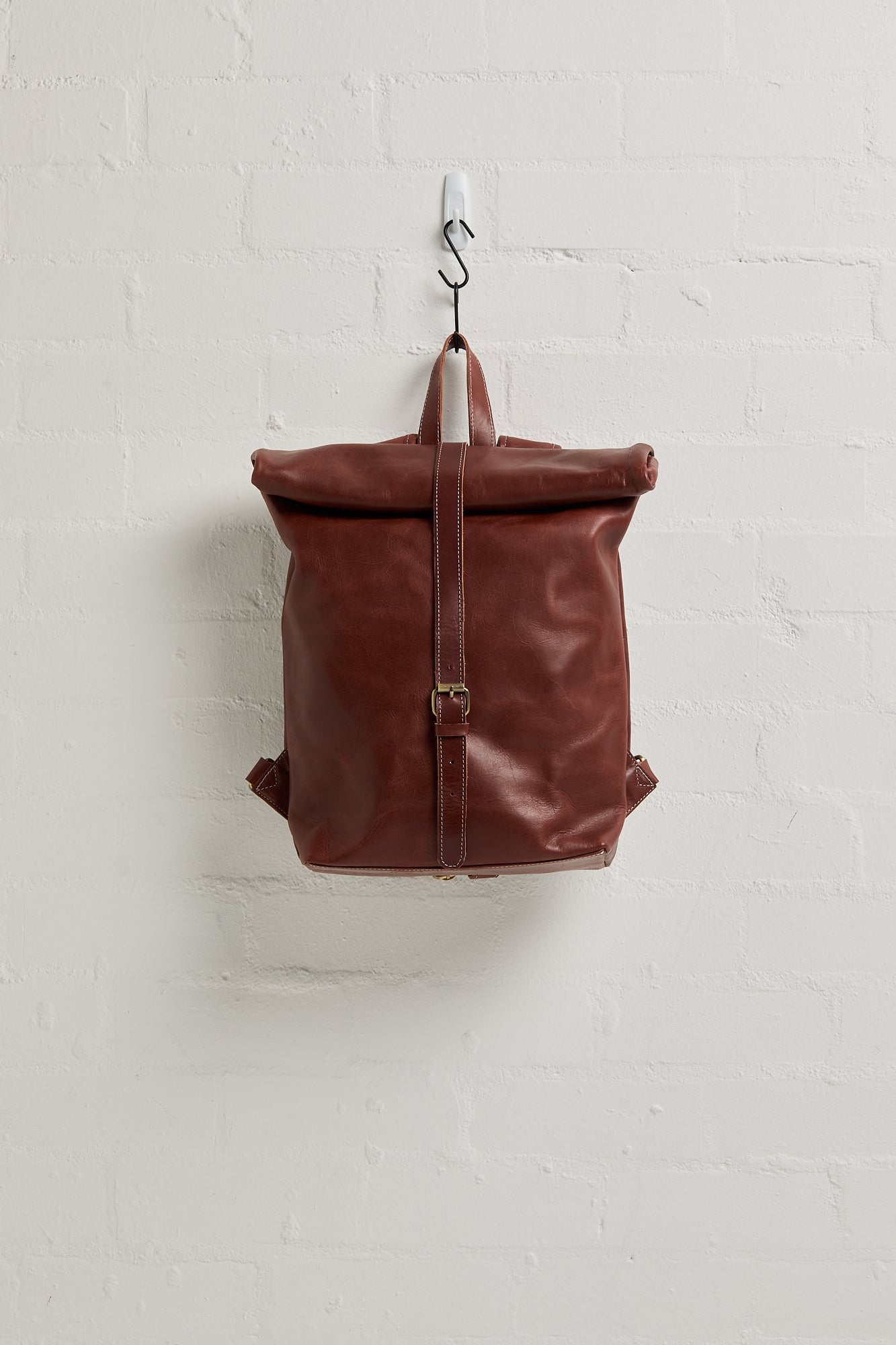 Mainichi Leather Rolltop Backpack - Kuriro Maroon-Brown