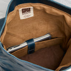 Mainichi Leather Rolltop Backpack with laptop - Kahurangi Blue