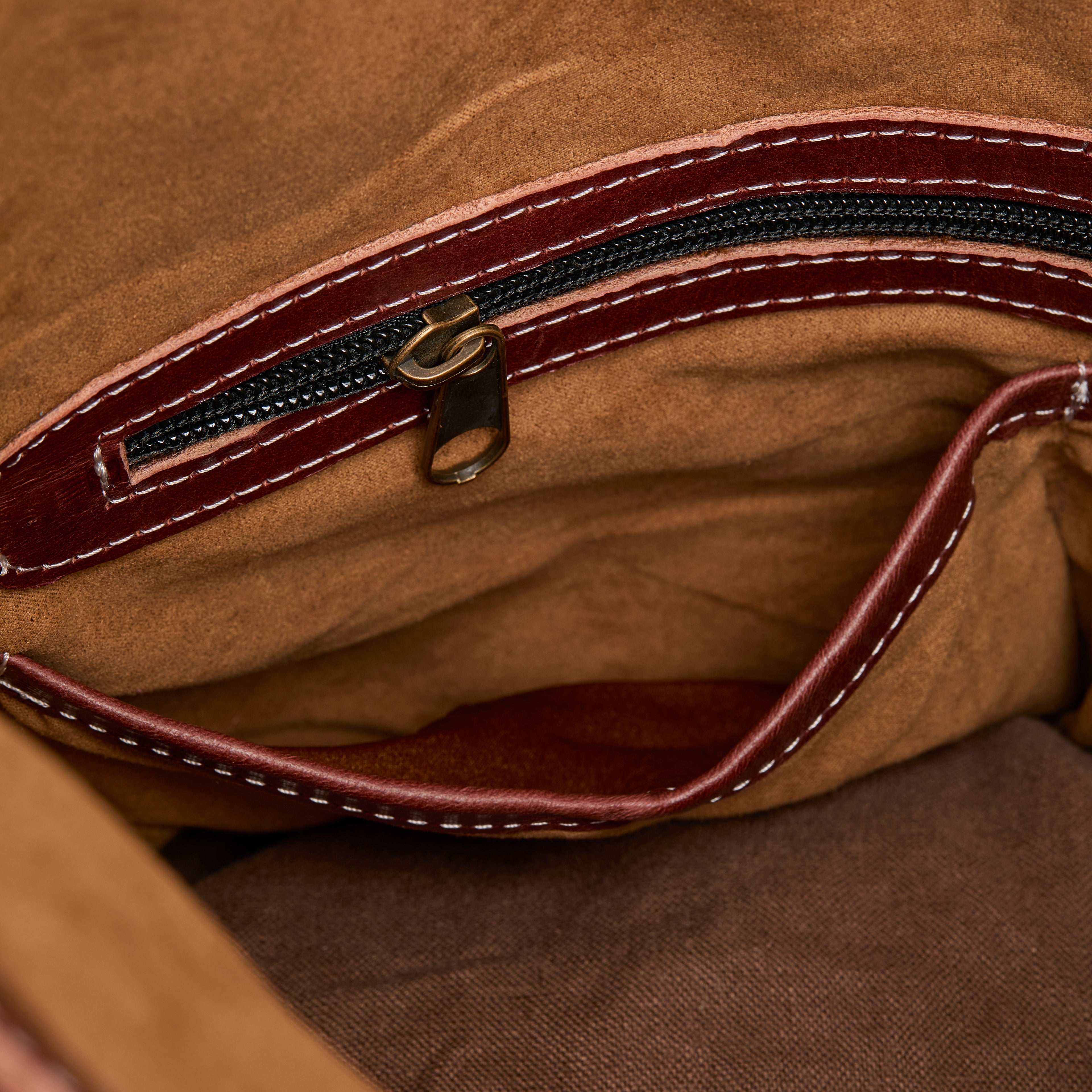 Anh Leather Rolltop Backpack with pockets - Kuriro Maroon-Brown