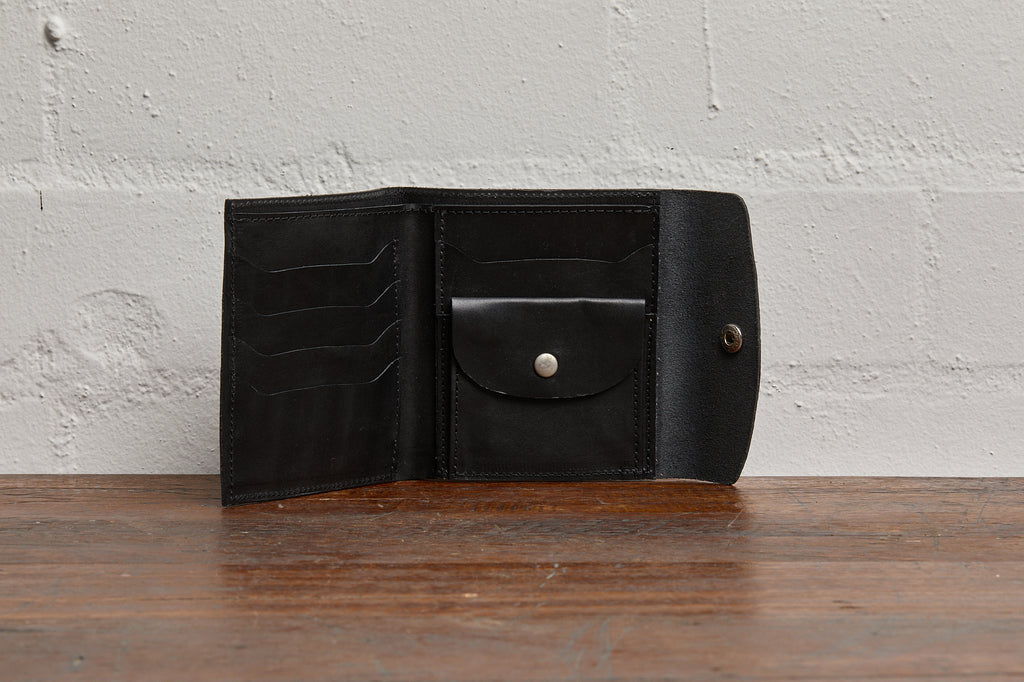 Zenbu Leather Wallet with cardholders and pocket- Sang Black